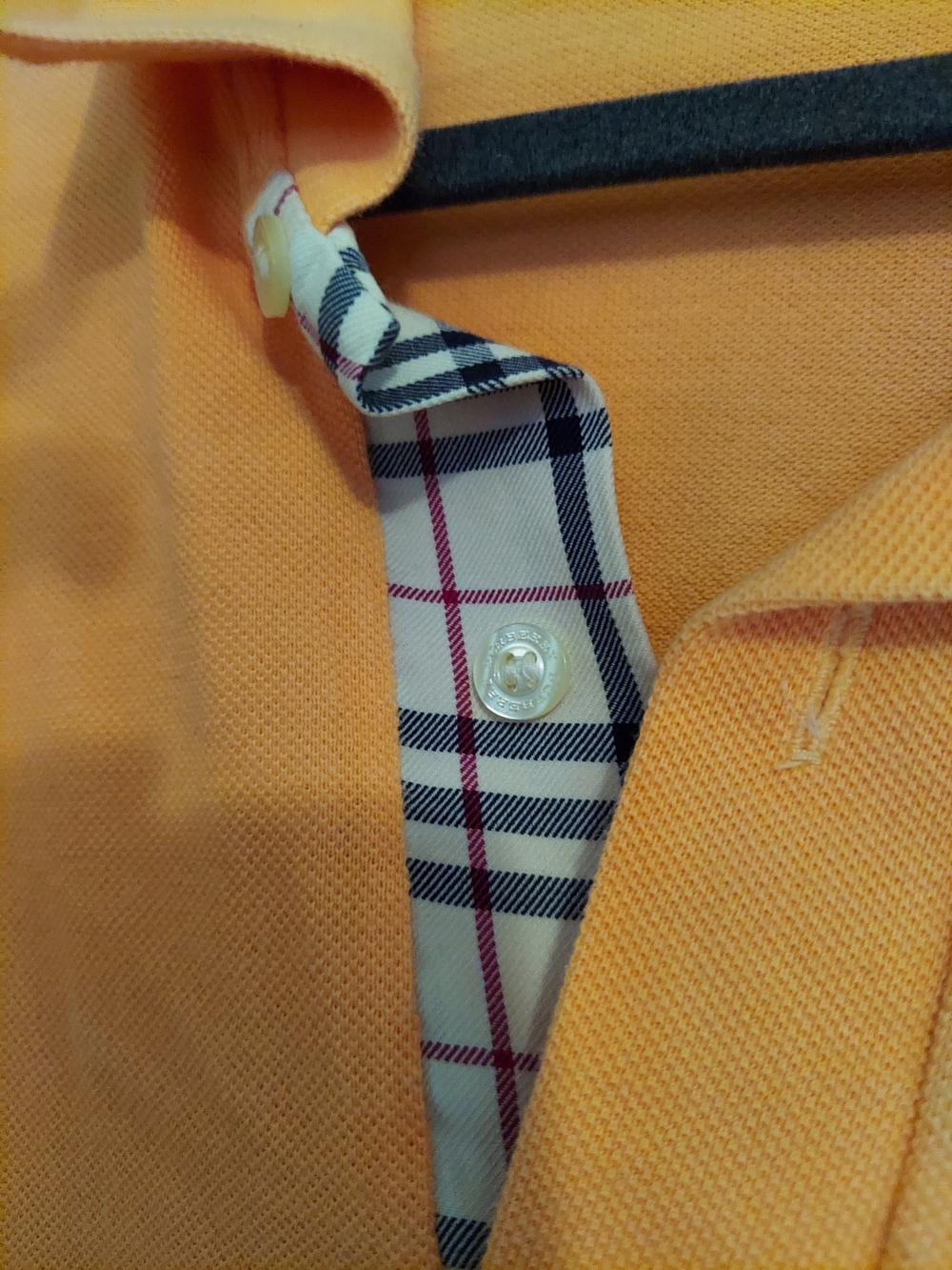 Burberry Orange Polo with Check Trim - Picture 7 of 9